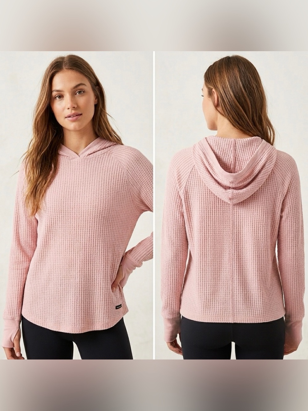 Calvin Klein Jeans Women’s Long Sleeve  Waffle-Knit Hooded Pullover Shirt Size M